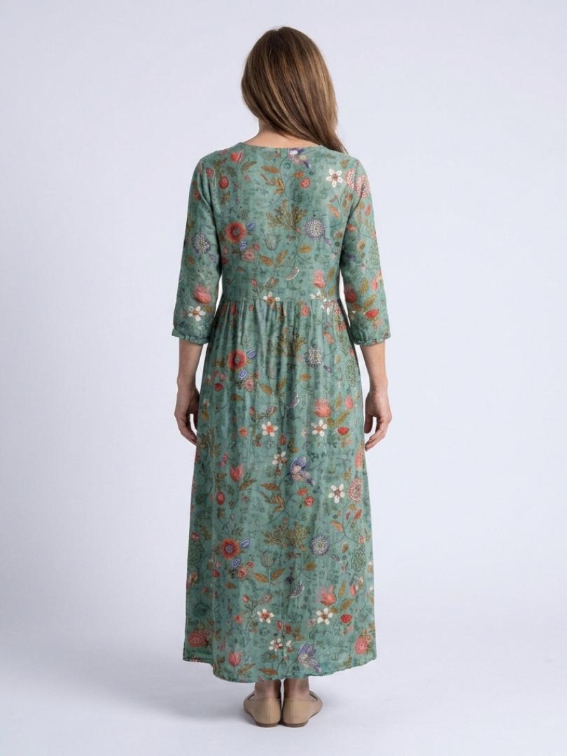 Marina | Robe maxi florale à décolleté en V avec manches trois-quarts