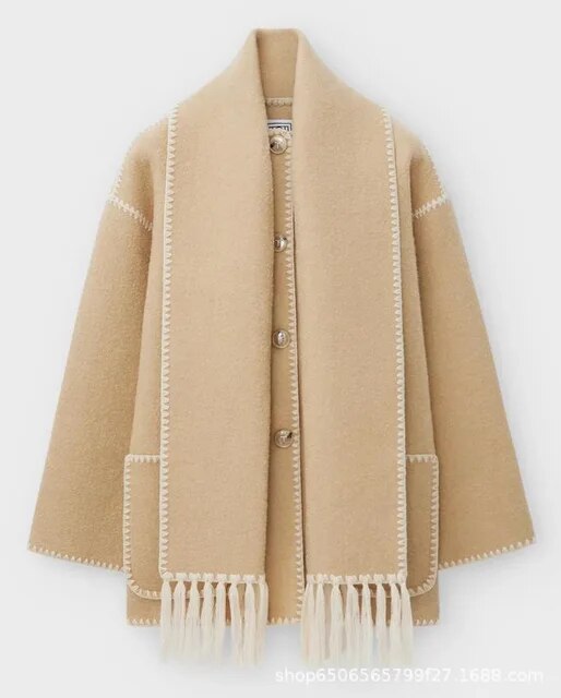 Écharpe épaisse pour femmes avec franges en laine