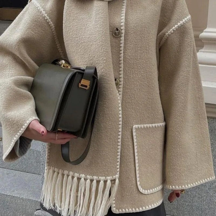 Écharpe épaisse pour femme avec franges en laine