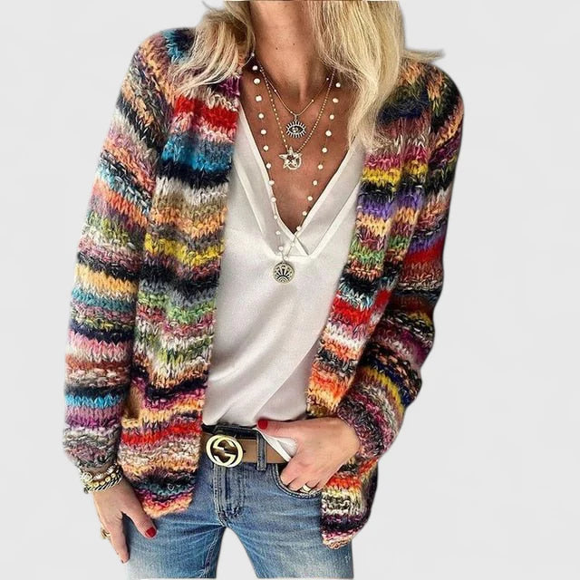 Manuela | Pull cardigan multicolore confortable pour femmes