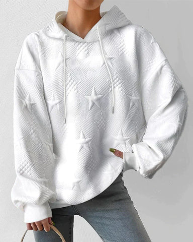 Pull à capuche en tricot blanc pour femmes | Manches longues