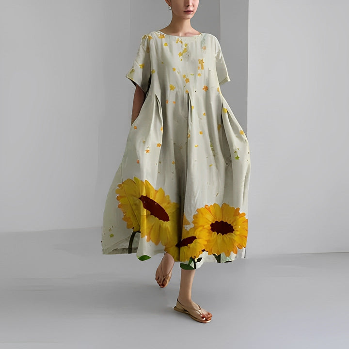 Daisy - Robe maxi rétro inspirée avec des volants élégants