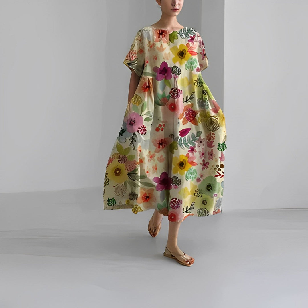 Daisy - Robe maxi rétro inspirée avec des volants élégants