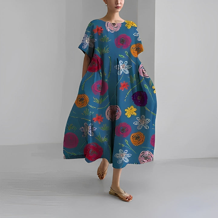 Daisy - Robe maxi rétro inspirée avec des volants élégants