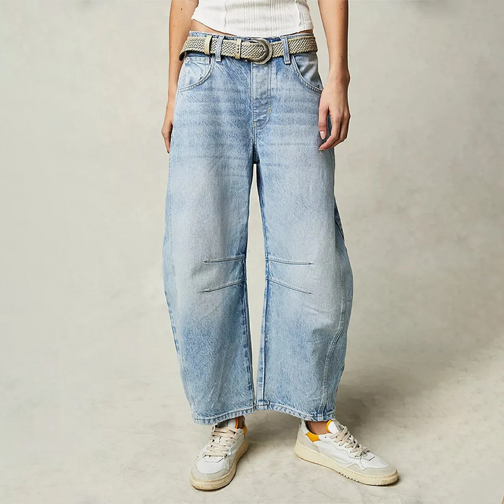 Jean baggy à fermeture à boutons pour femmes