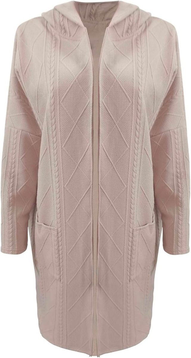 Long Cardigan Femme Avec Capuche, Cardigan Oversize Pour Automne & Hiver, Tricot Épais, Confortable, Tendance