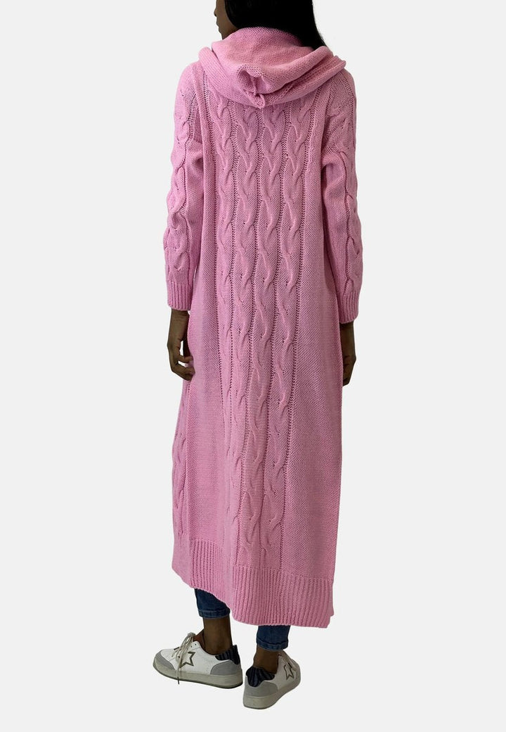 Veste en Tricot Longue Femme avec Capuche, Cardigan Oversize pour Automne & Hiver, Tricot Épais, Confortable, Tendance