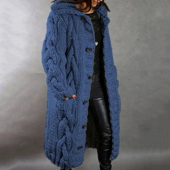 Veste en tricot longue pour femmes – Cardigan élégant pour l'hiver, chaud et polyvalent, idéal pour le bureau et les loisirs