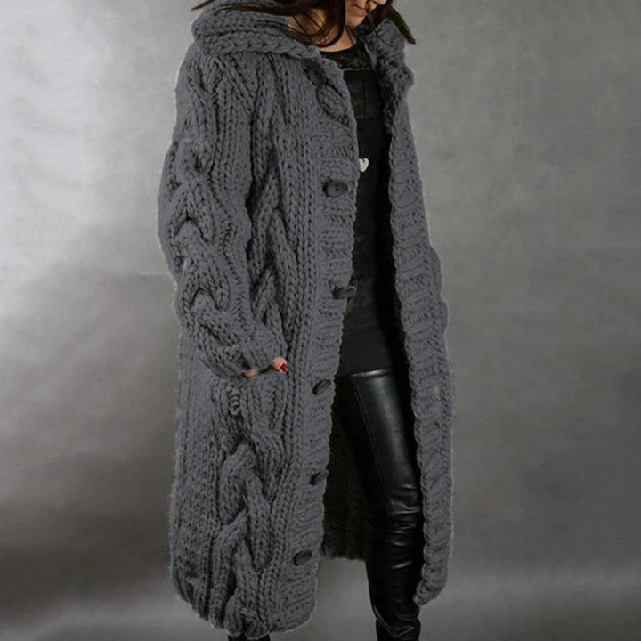 Veste en tricot longue pour femmes – Cardigan élégant pour l'hiver, chaud et polyvalent, idéal pour le bureau et les loisirs