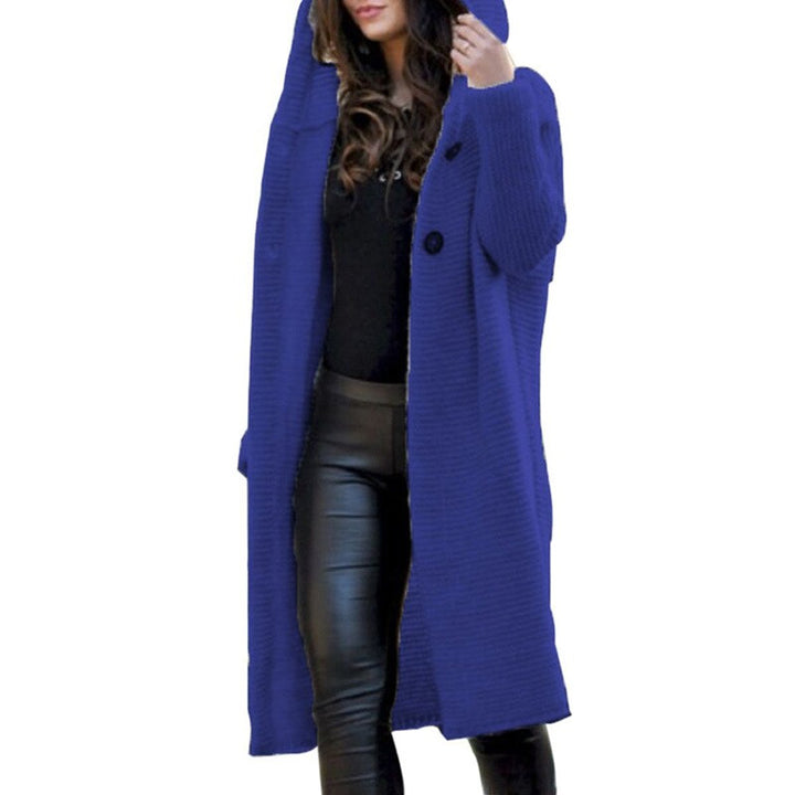 Veste en tricot longue pour femmes avec capuche | Cardigan en tricot épais pour l'automne et l'hiver | Chaleur et confort élégants