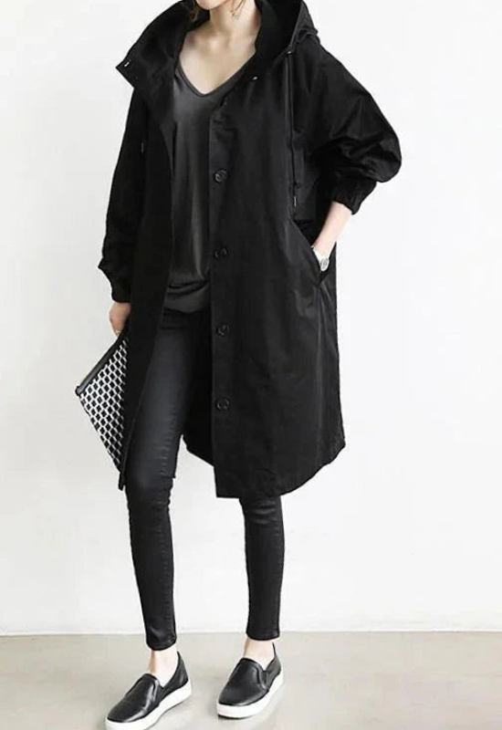 Manteau long imperméable pour femmes avec capuche réglable pour l'hiver et la pluie – Manteaux pour femmes