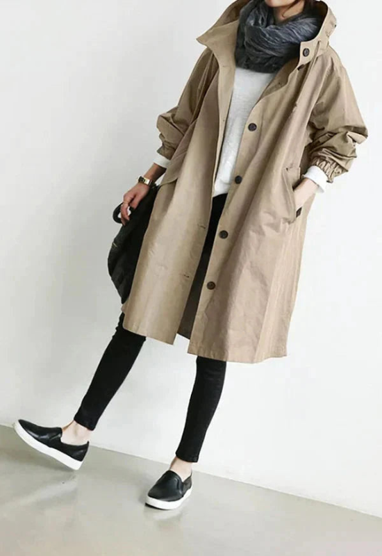 Manteau long imperméable pour femmes avec capuche réglable pour l'hiver et la pluie – Manteaux pour femmes