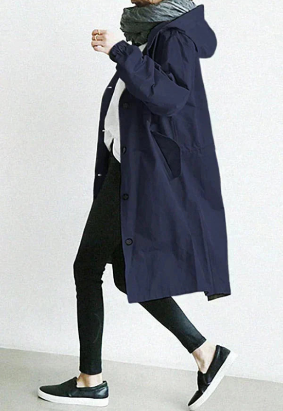 Manteau long imperméable pour femmes avec capuche réglable pour l'hiver et la pluie – Manteaux pour femmes
