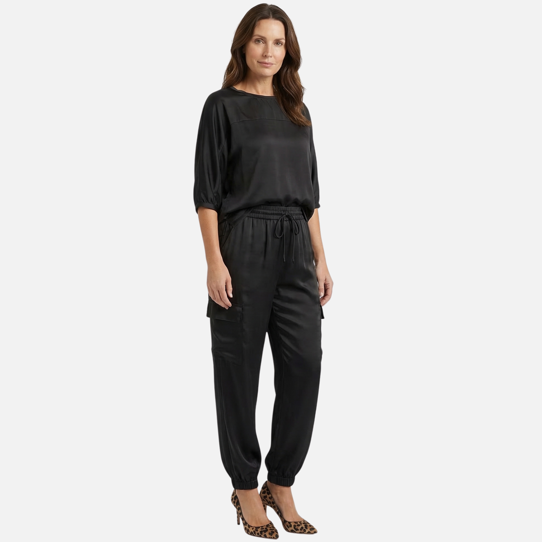 Anika | Ensemble Satin Léger Femme Chemisier Court Ample Pantalon – Ensemble Pyjama Satin Élégant