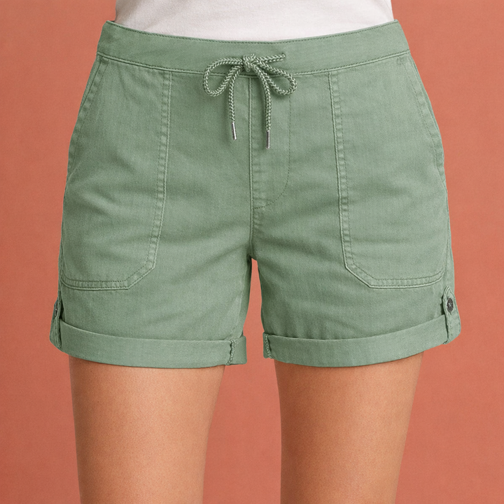 Shorts décontractés pour femmes avec cordon de serrage et ourlet retourné | Zelina