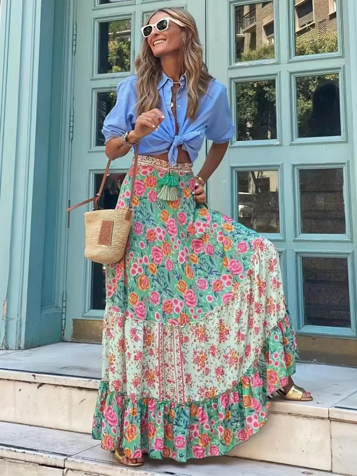 Jupe maxi imprimée élégante pour femmes