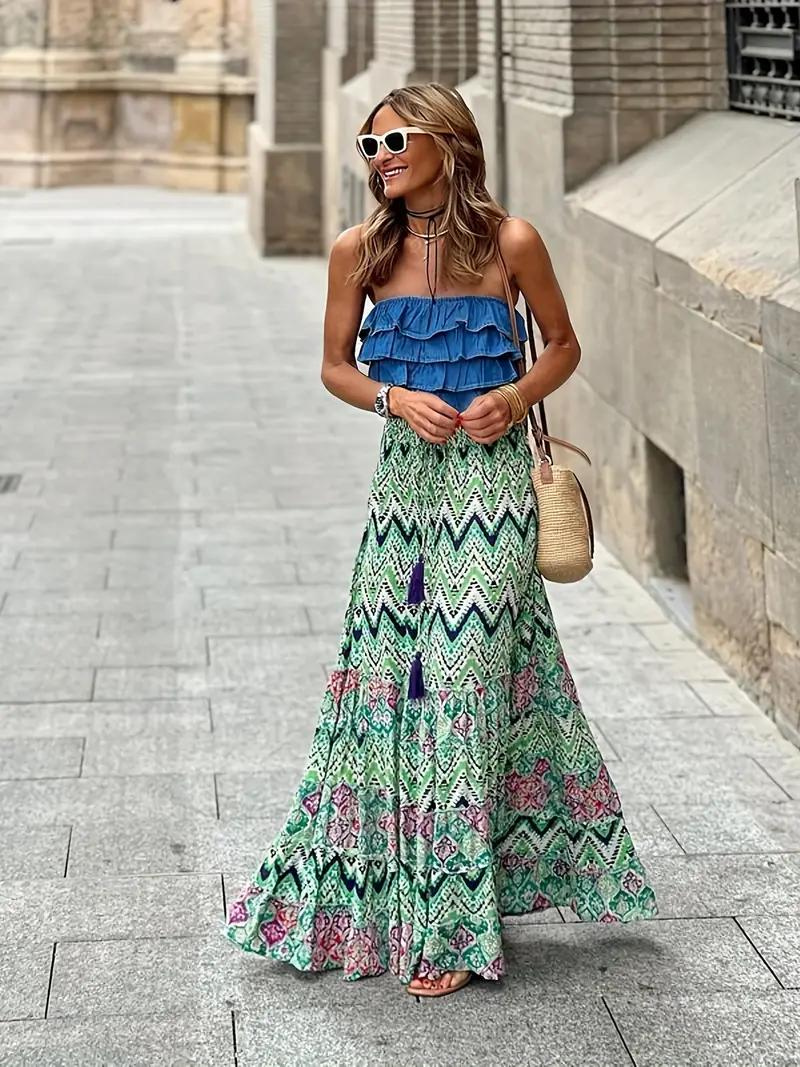 Jupe maxi imprimée élégante pour femmes