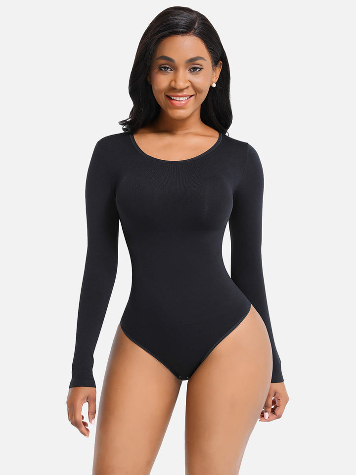 BODY À MANCHES LONGUES, TAILLE SERRÉE