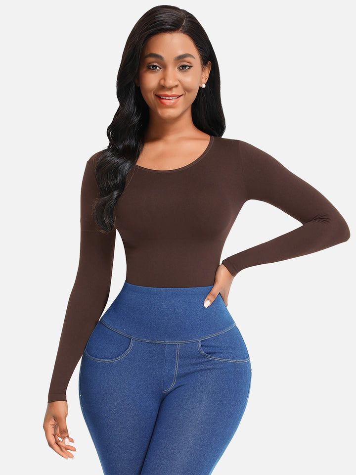 BODY À MANCHES LONGUES, TAILLE SERRÉE