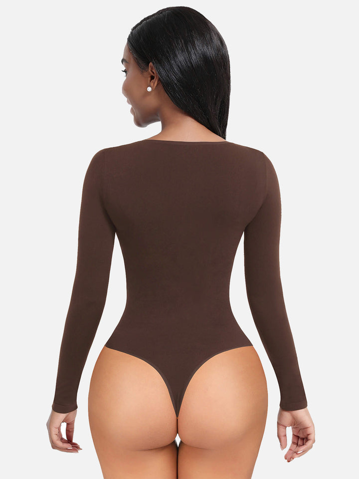 BODY À MANCHES LONGUES, TAILLE SERRÉE
