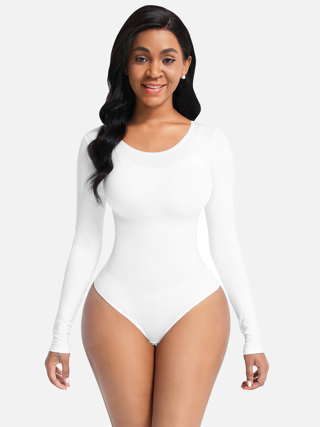 BODY À MANCHES LONGUES, TAILLE SERRÉE