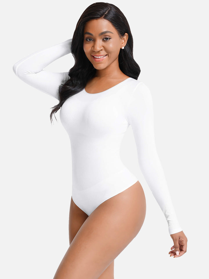 BODY À MANCHES LONGUES, TAILLE SERRÉE