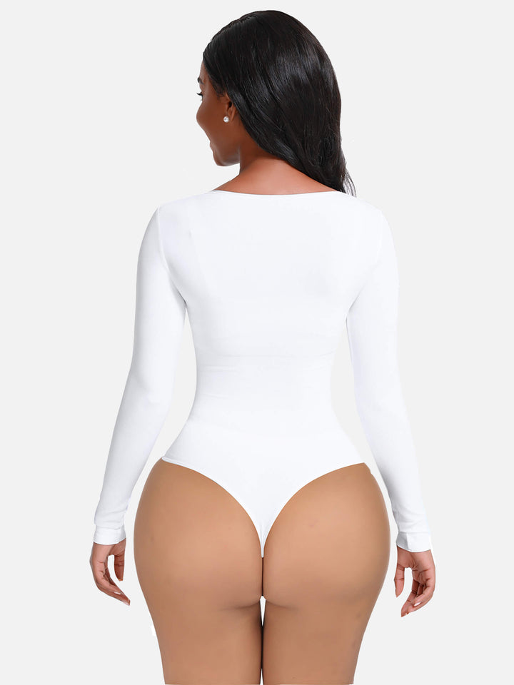 BODY À MANCHES LONGUES, TAILLE SERRÉE