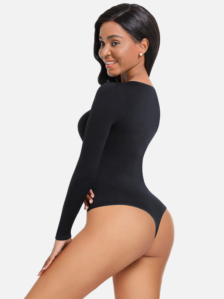 BODY À MANCHES LONGUES, TAILLE SERRÉE