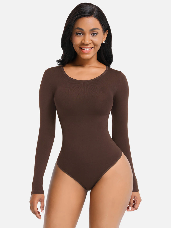 BODY À MANCHES LONGUES, TAILLE SERRÉE