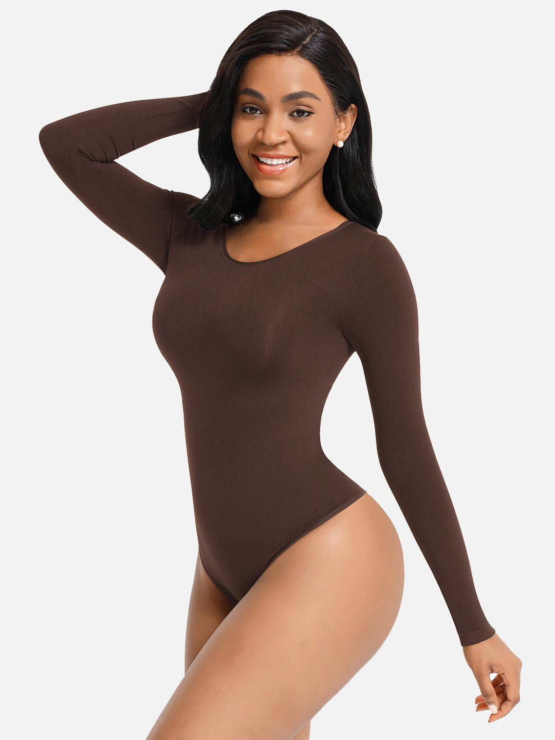 BODY À MANCHES LONGUES, TAILLE SERRÉE