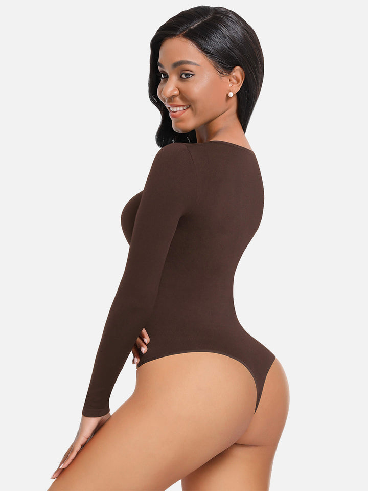 BODY À MANCHES LONGUES, TAILLE SERRÉE