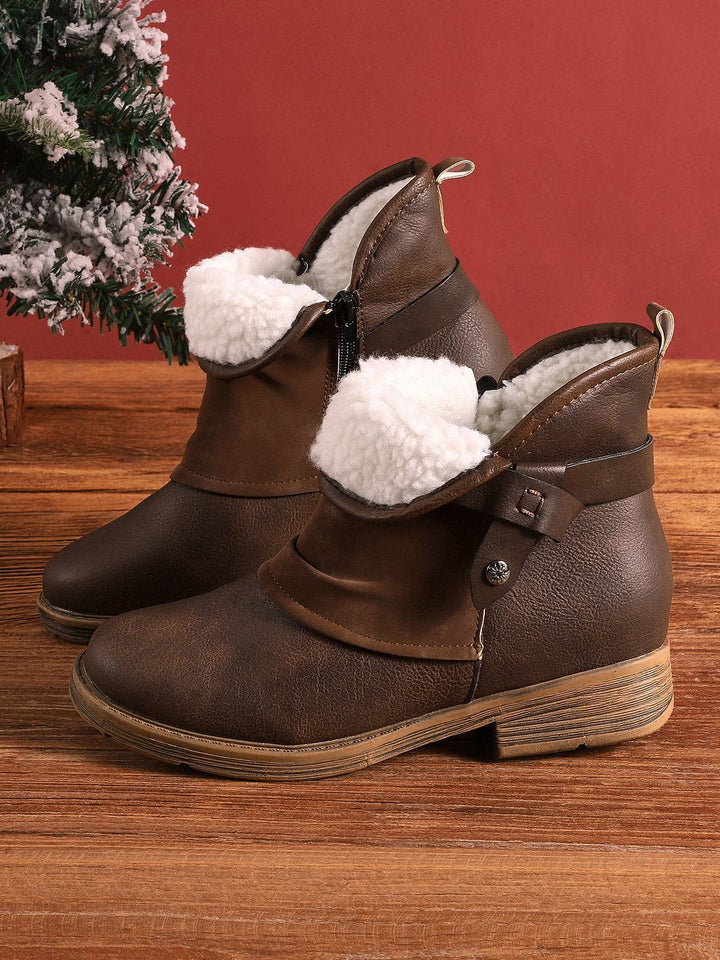 Bottes en cuir élégantes et confortables au style vintage pour femmes