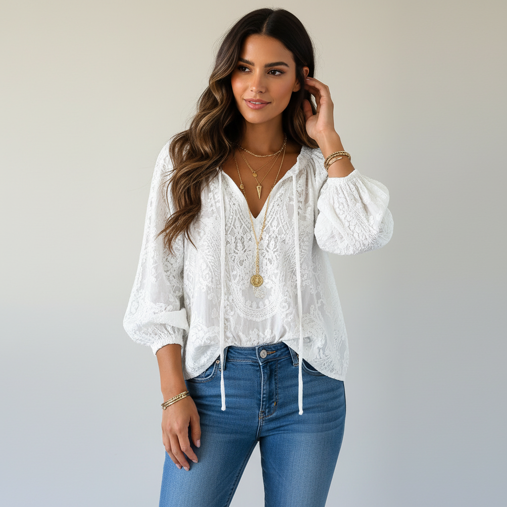 Blouse en dentelle aérienne avec une touche bohème - Kelly