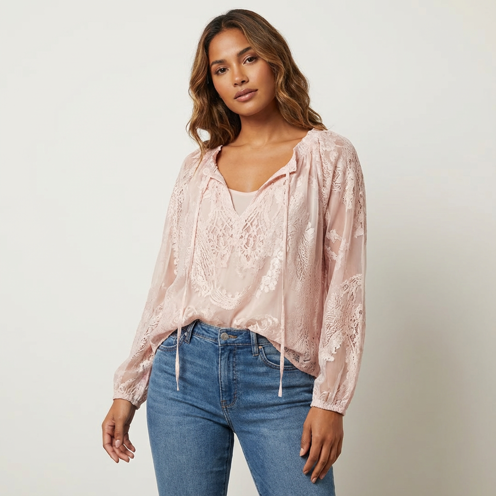 Blouse en dentelle aérienne avec une touche bohème - Kelly