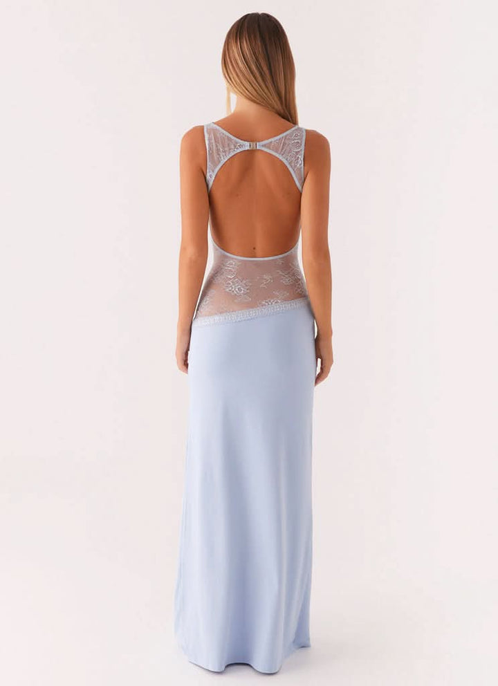 Amanda - Robe maxi sans manches avec panneau en dentelle transparente