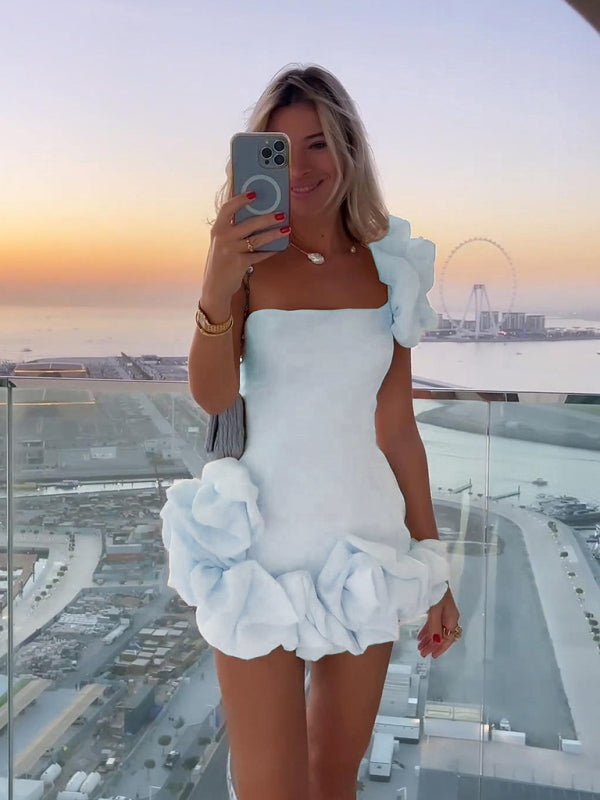 Joëlle | Robe de soirée mini asymétrique à volants pour femmes