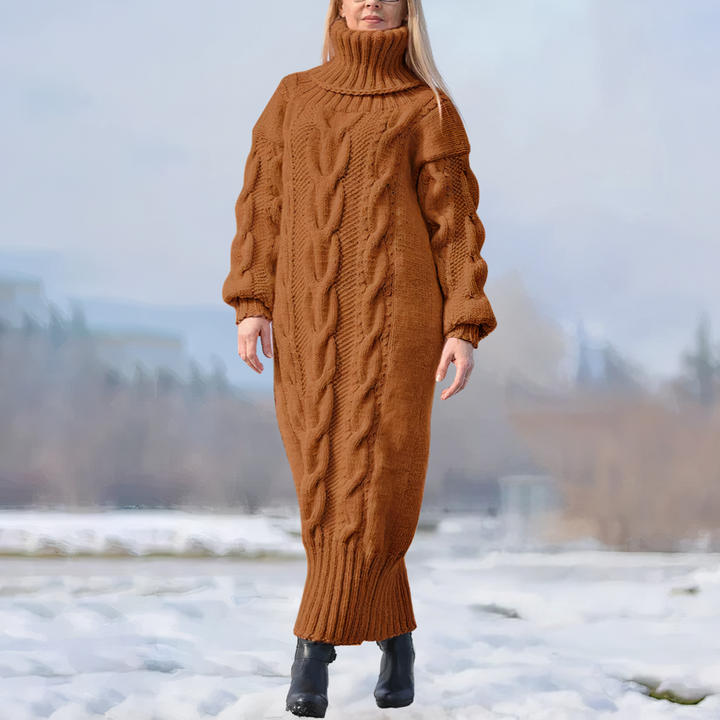 Clara | Robe maxi tricotée longue pour femmes avec un élégant motif en torsade