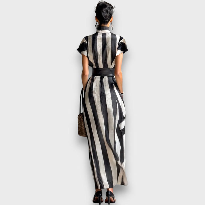 Liriane – Robe maxi rayée en chiffon