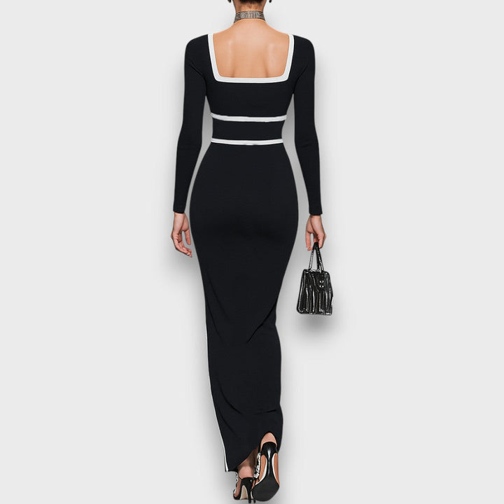 Salvinea – Robe maxi ajustée avec décolleté carré