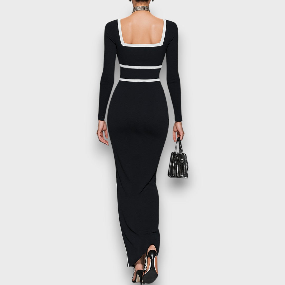Salvinea – Robe maxi ajustée avec décolleté carré