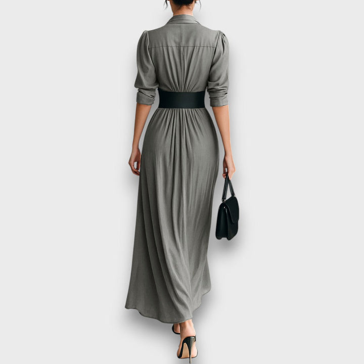 Marlenia – Robe maxi avec col et ceinture à nouer