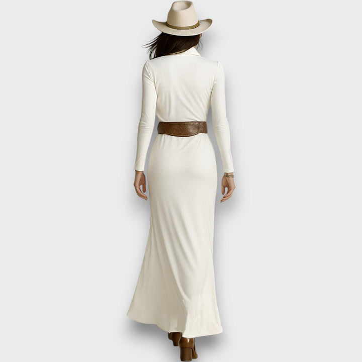 Alvara – Robe maxi avec col revers et manches longues