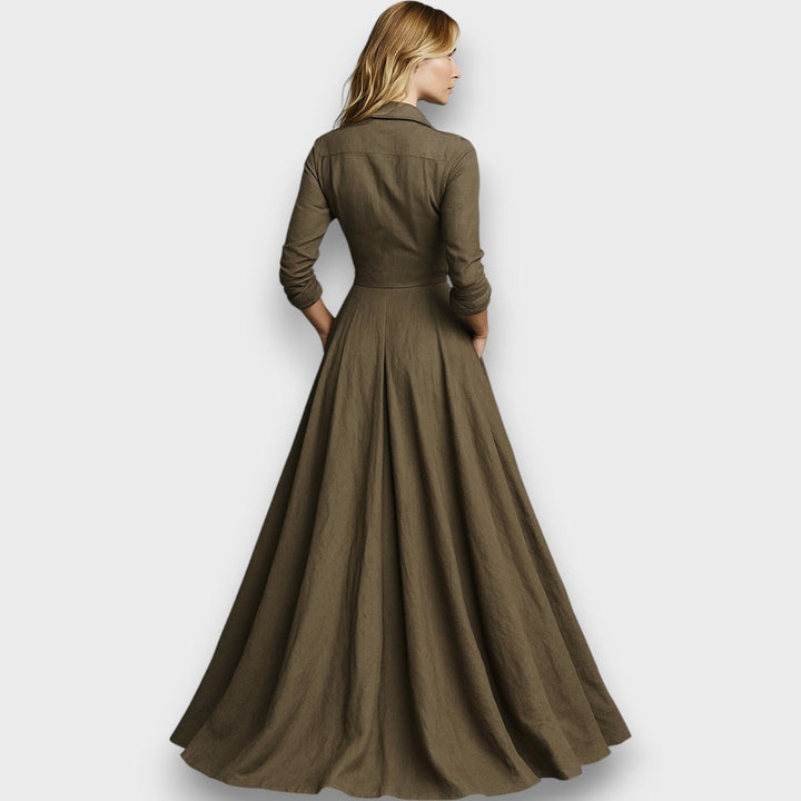 Solenne – Robe Maxi Vintage en Coton et Lin