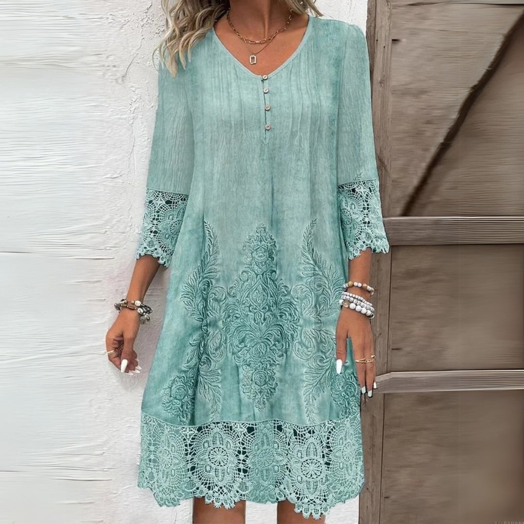Paula | Robe midi boho à manches longues pour femmes