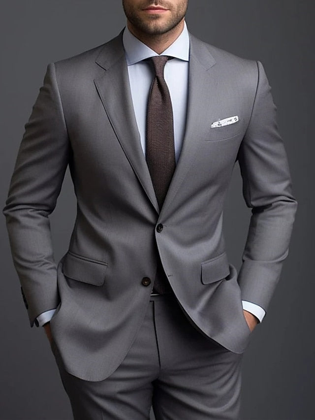 Costume de mariage élégant gris pour hommes | Deux pièces