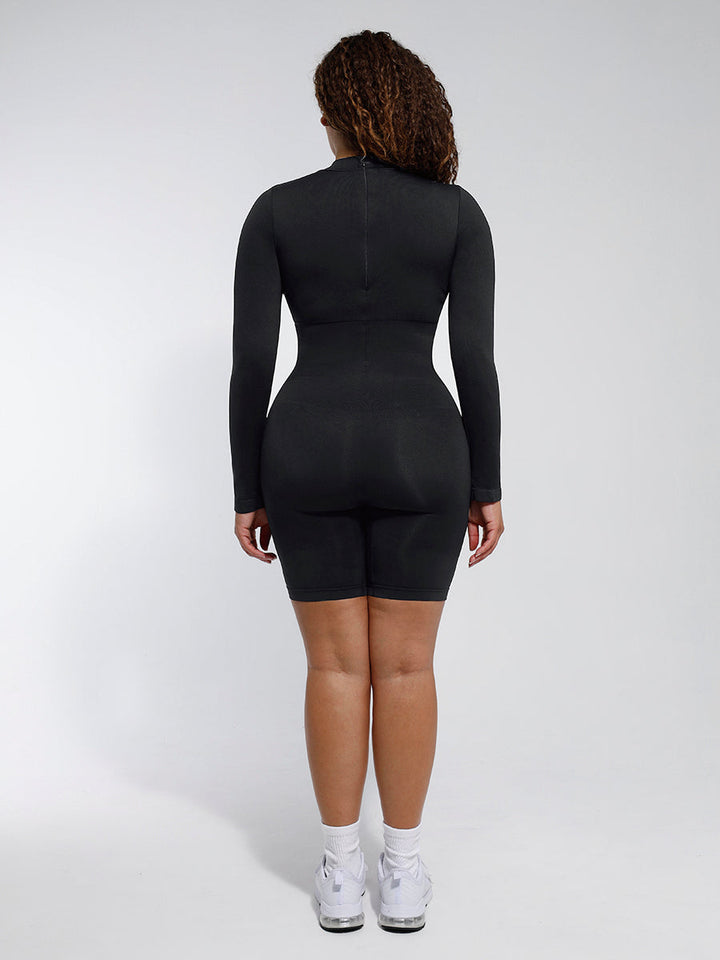 Combinaison Shapewear à manches longues avec col rond