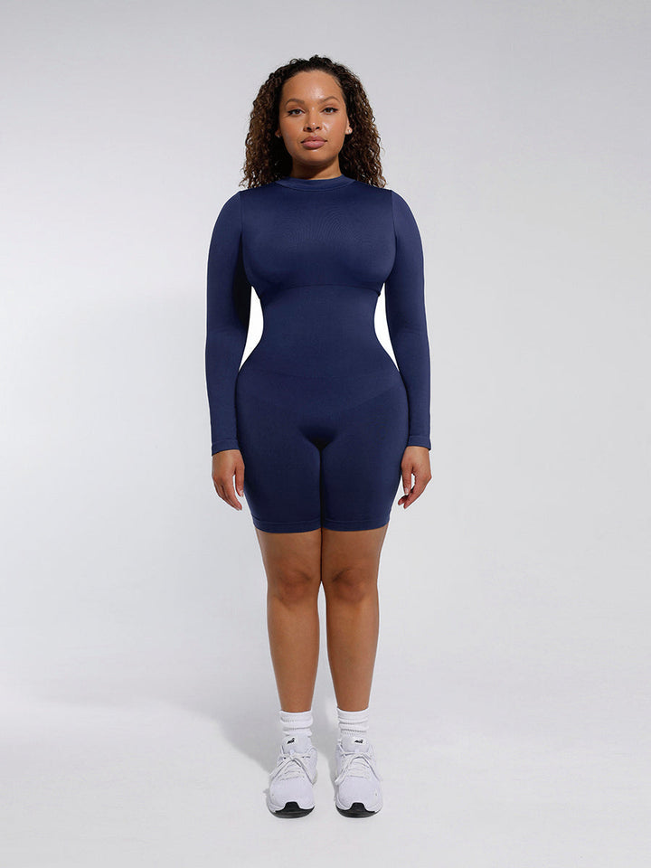 Combinaison Shapewear à manches longues avec col rond