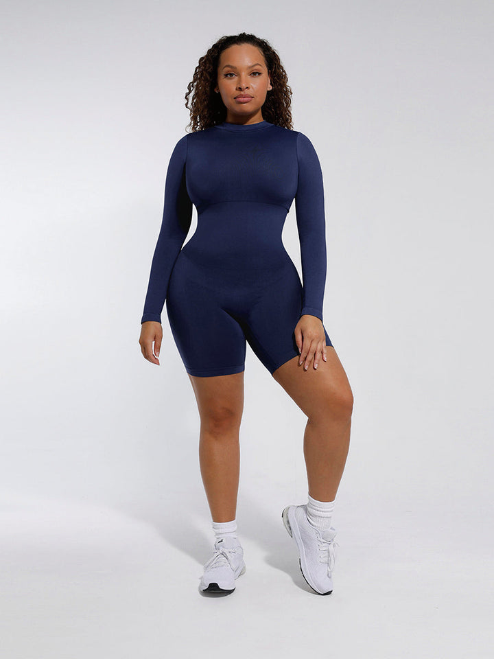 Combinaison Shapewear à manches longues avec col rond