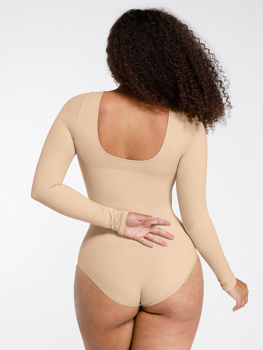 Body tanga ventre plat à manches longues