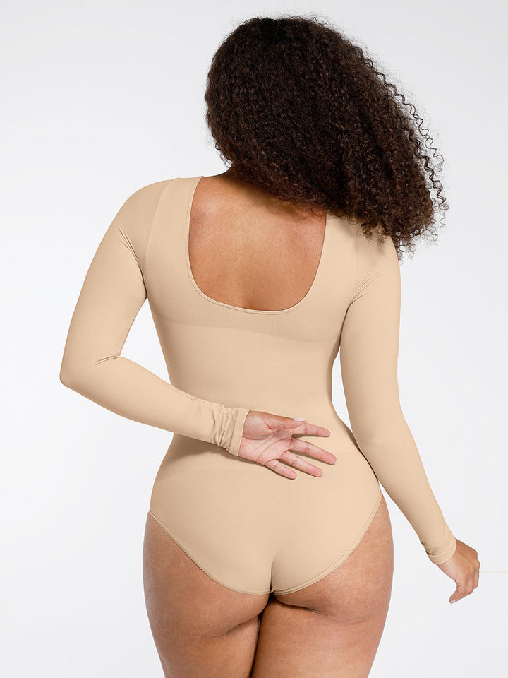 Body tanga ventre plat à manches longues